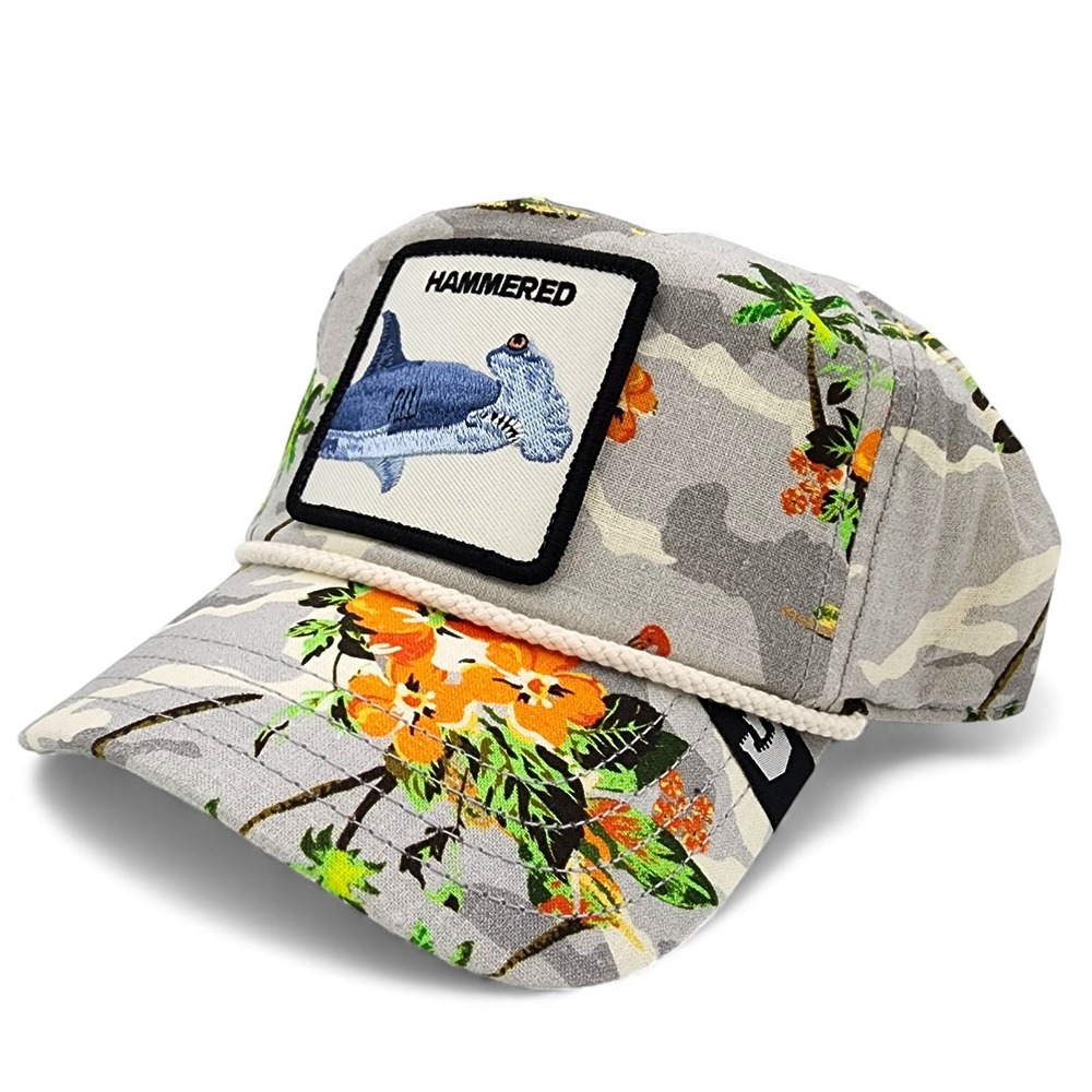 Goorin The Farm Nailed It Hammered Trucker Hat Floral Hammer Head Shark RARE NEW